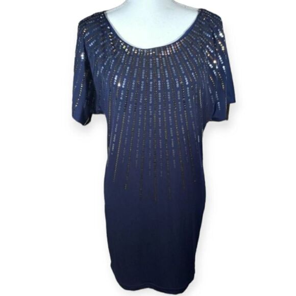 B. DARLIN NAVY & SEQUIN DRESS SZ.5/6 EUC. - Picture 1 of 8